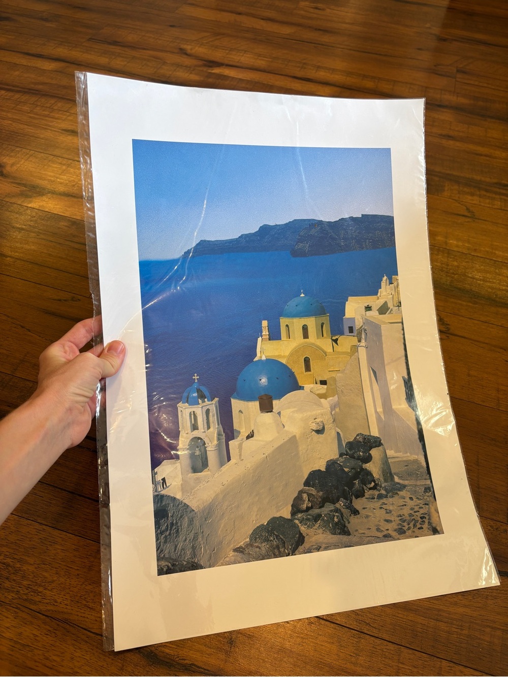 Oia Santorini Greece Photo Art Print White Houses Blue Domes Wall Decor 20x13.5